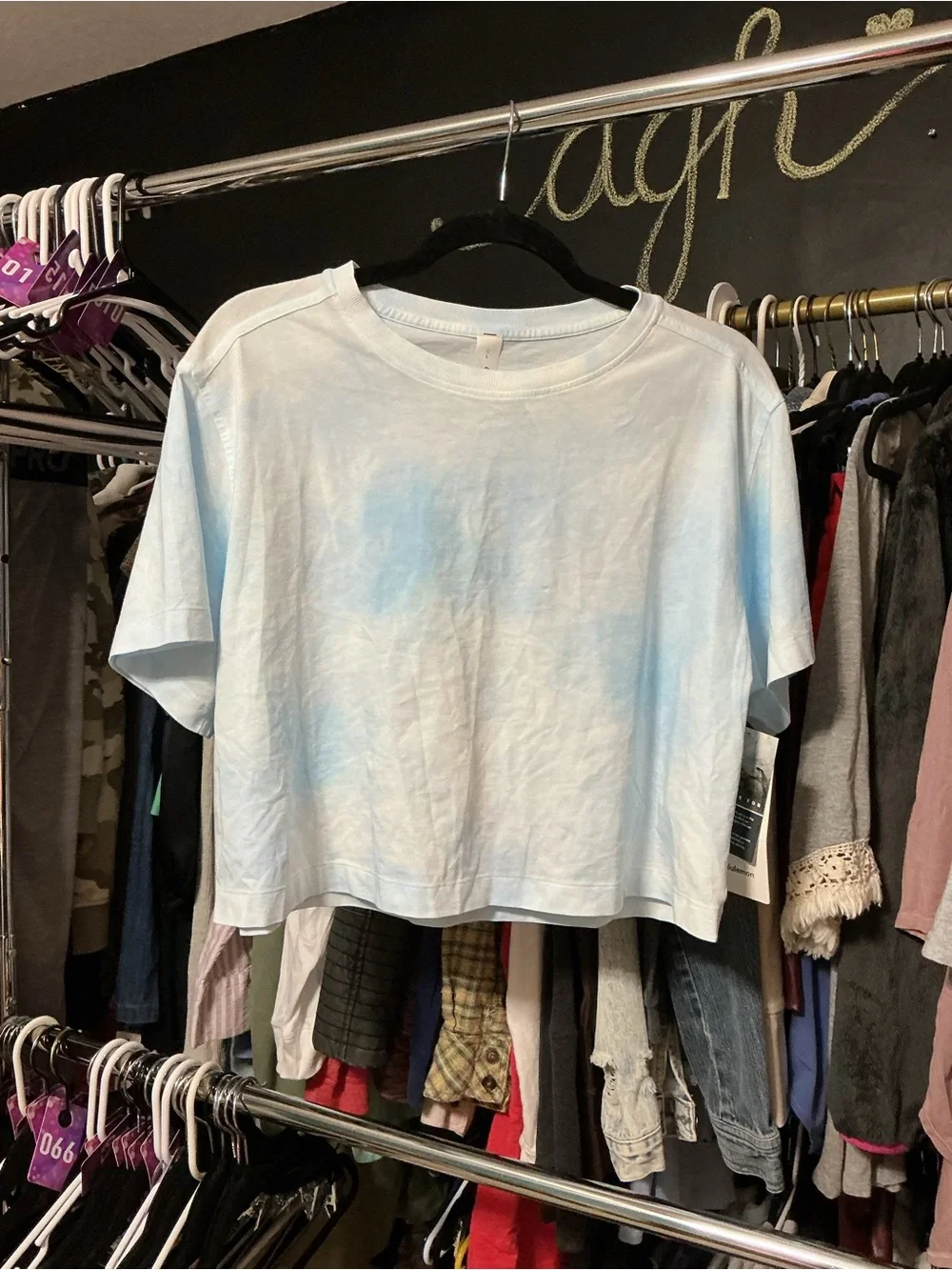 NWT Lululemon All Yours Organic Cotton Cropped T-Shirt Wash Blue - Picture 6 of 7